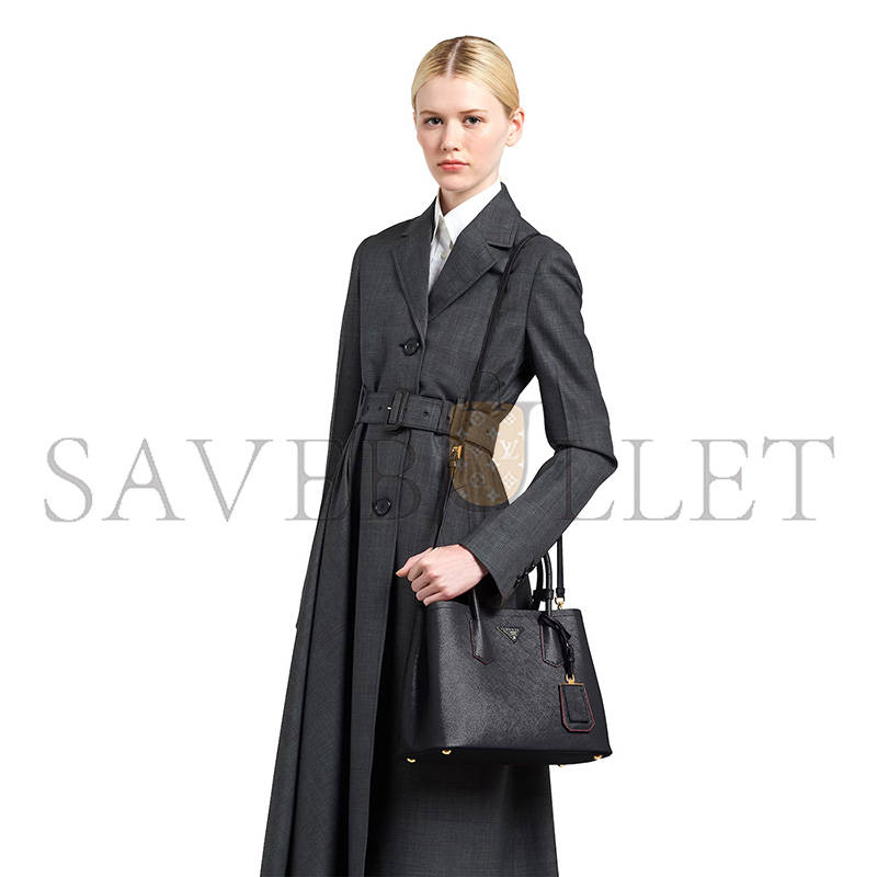 Pra*a medium double saffiano leather bag 1bg887 (33*25*14.5cm)